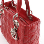 Dior Lady Dior Cannage Leather 2Way Handbag in Red