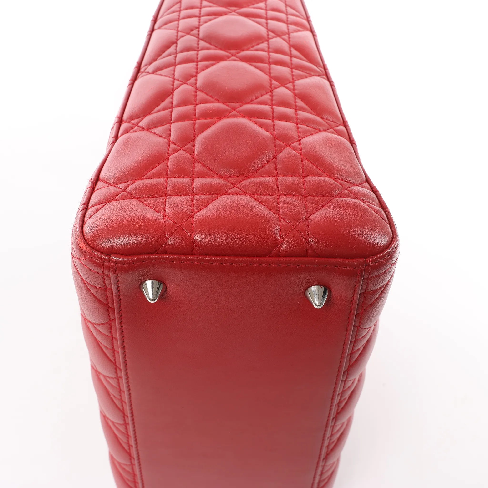 Dior Lady Dior Cannage Leather 2Way Handbag in Red