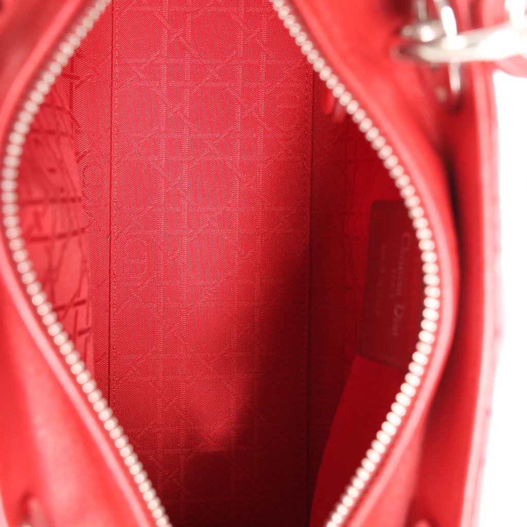 Dior Lady Dior Cannage Leather 2Way Handbag in Red