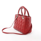Dior Lady Dior Cannage Leather 2Way Handbag in Red