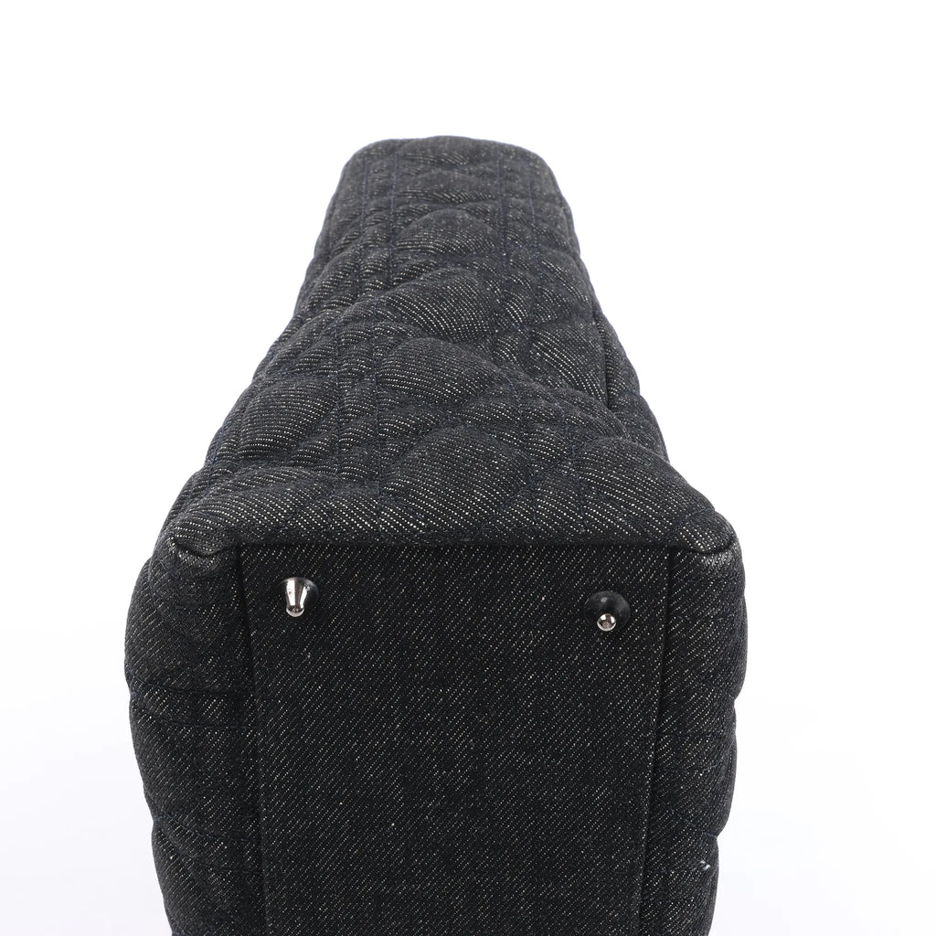 Dior Lady Dior Large Denim Cannage Large Handbag in Black