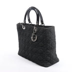 Dior Lady Dior Large Denim Cannage Large Handbag in Black