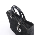 Dior Lady Dior Large Denim Cannage Large Handbag in Black