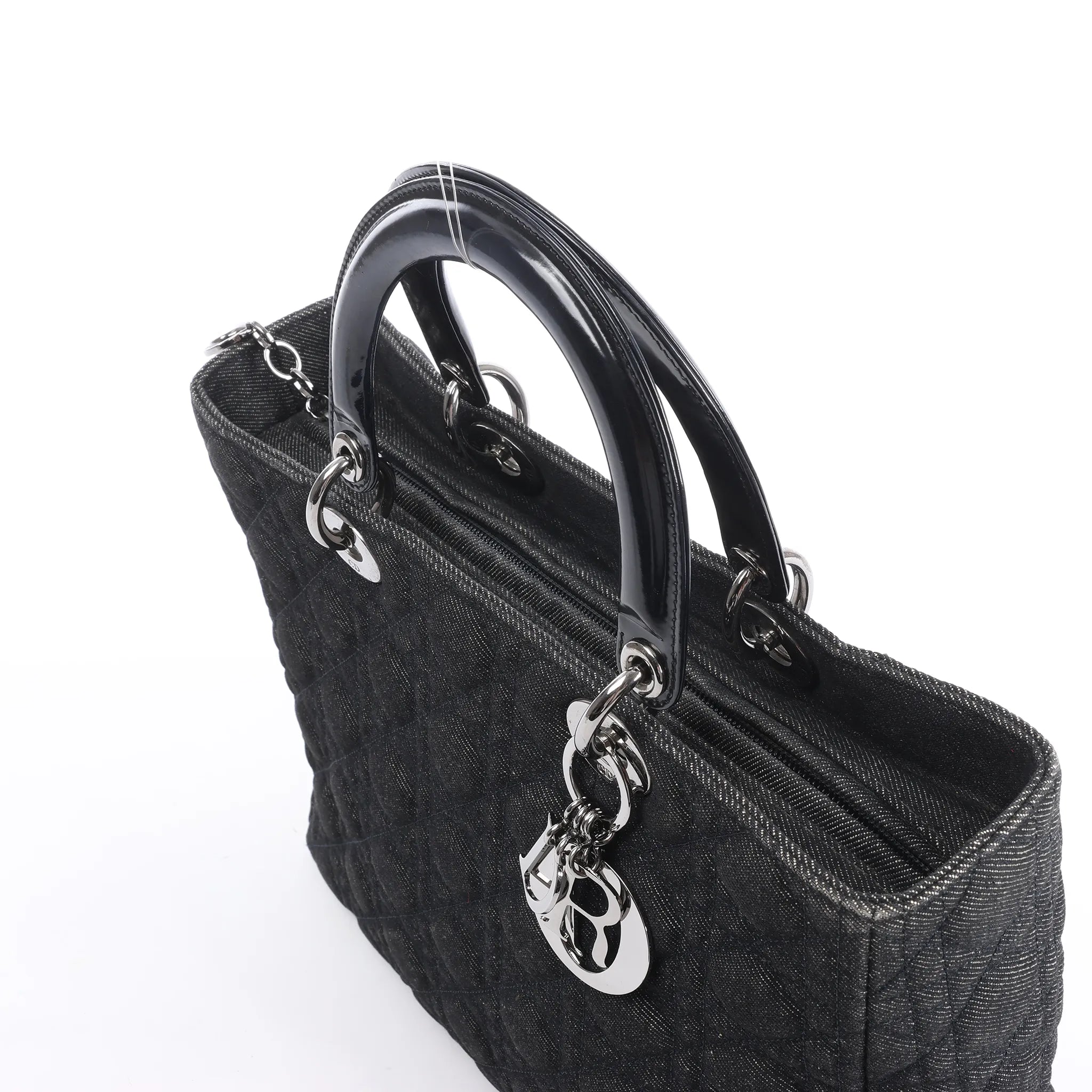 Dior Lady Dior Large Denim Cannage Large Handbag in Black