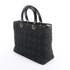 Dior Lady Dior Large Denim Cannage Large Handbag in Black