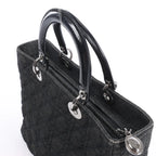 Dior Lady Dior Large Denim Cannage Large Handbag in Black