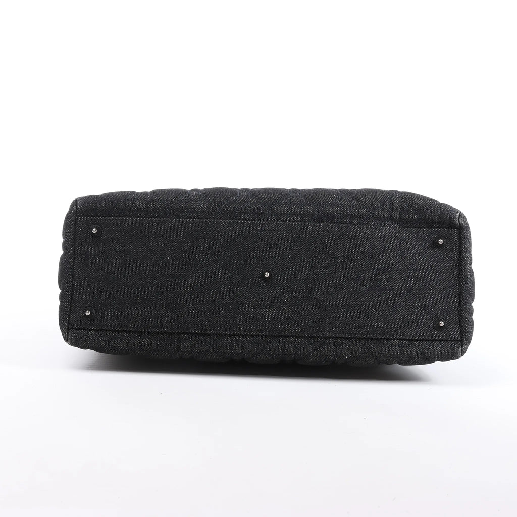 Dior Lady Dior Large Denim Cannage Large Handbag in Black