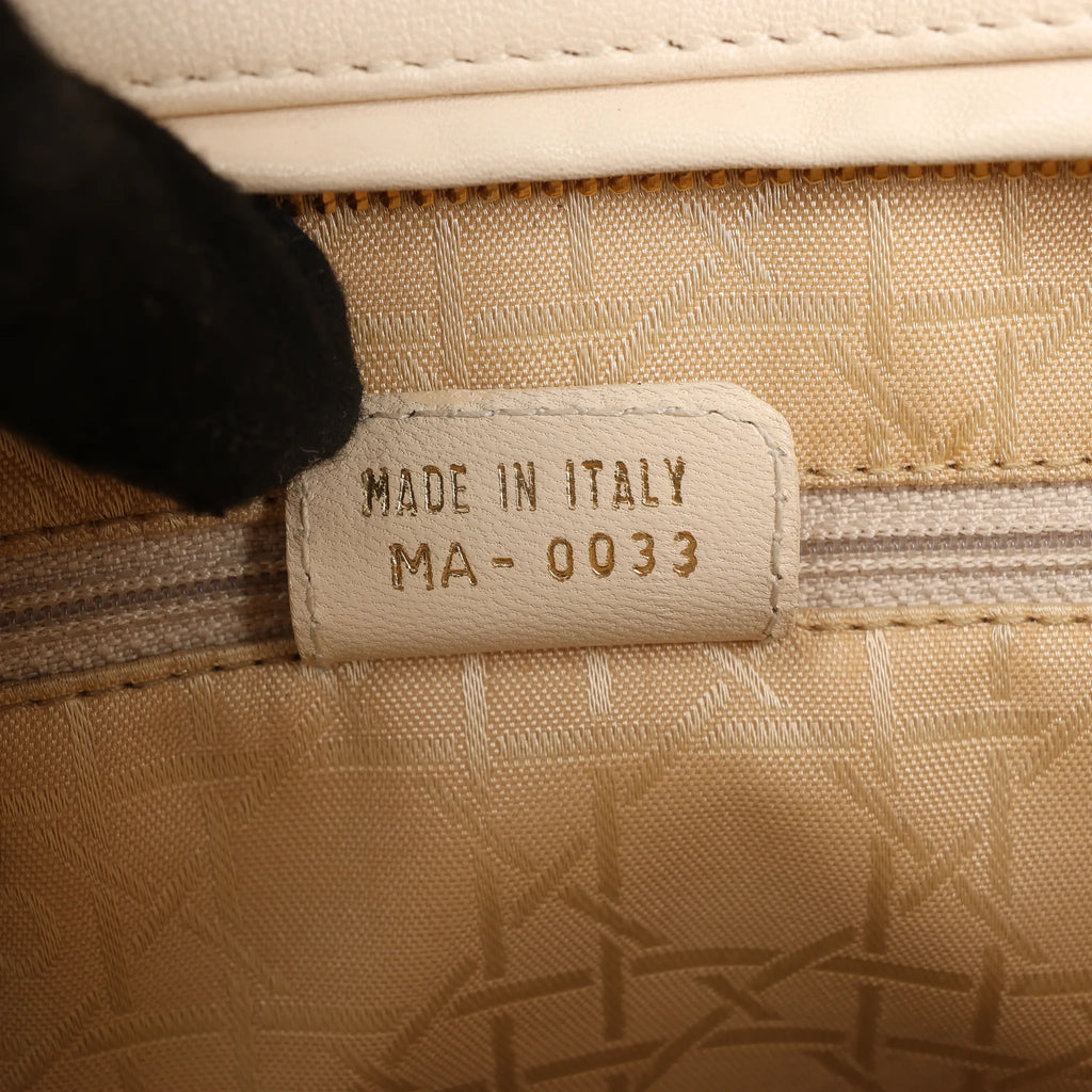 Dior Lady Dior Leather Cannage Large Handbag in Beige