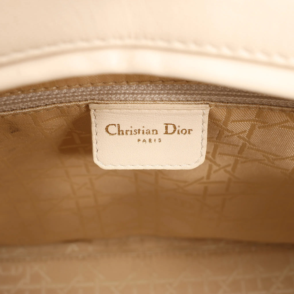 Dior Lady Dior Leather Cannage Large Handbag in Beige