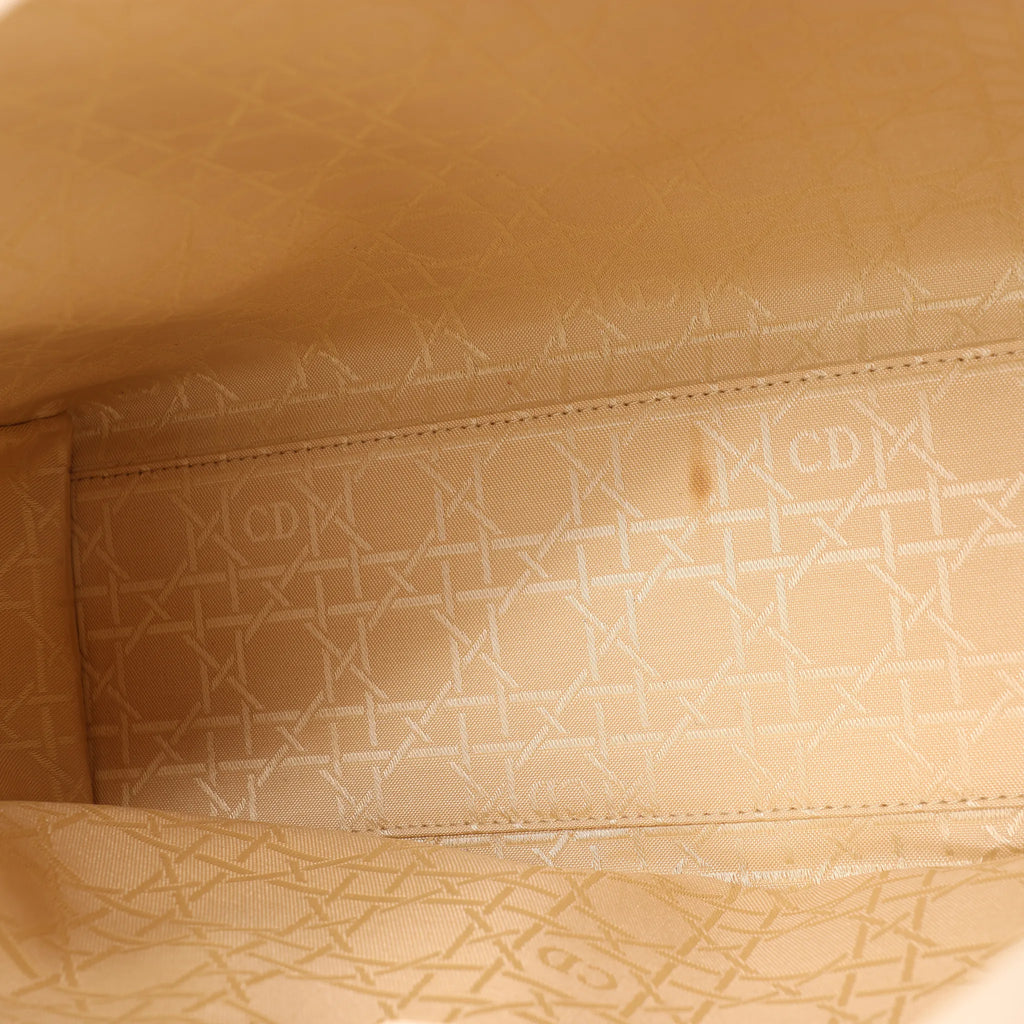 Dior Lady Dior Leather Cannage Large Handbag in Beige