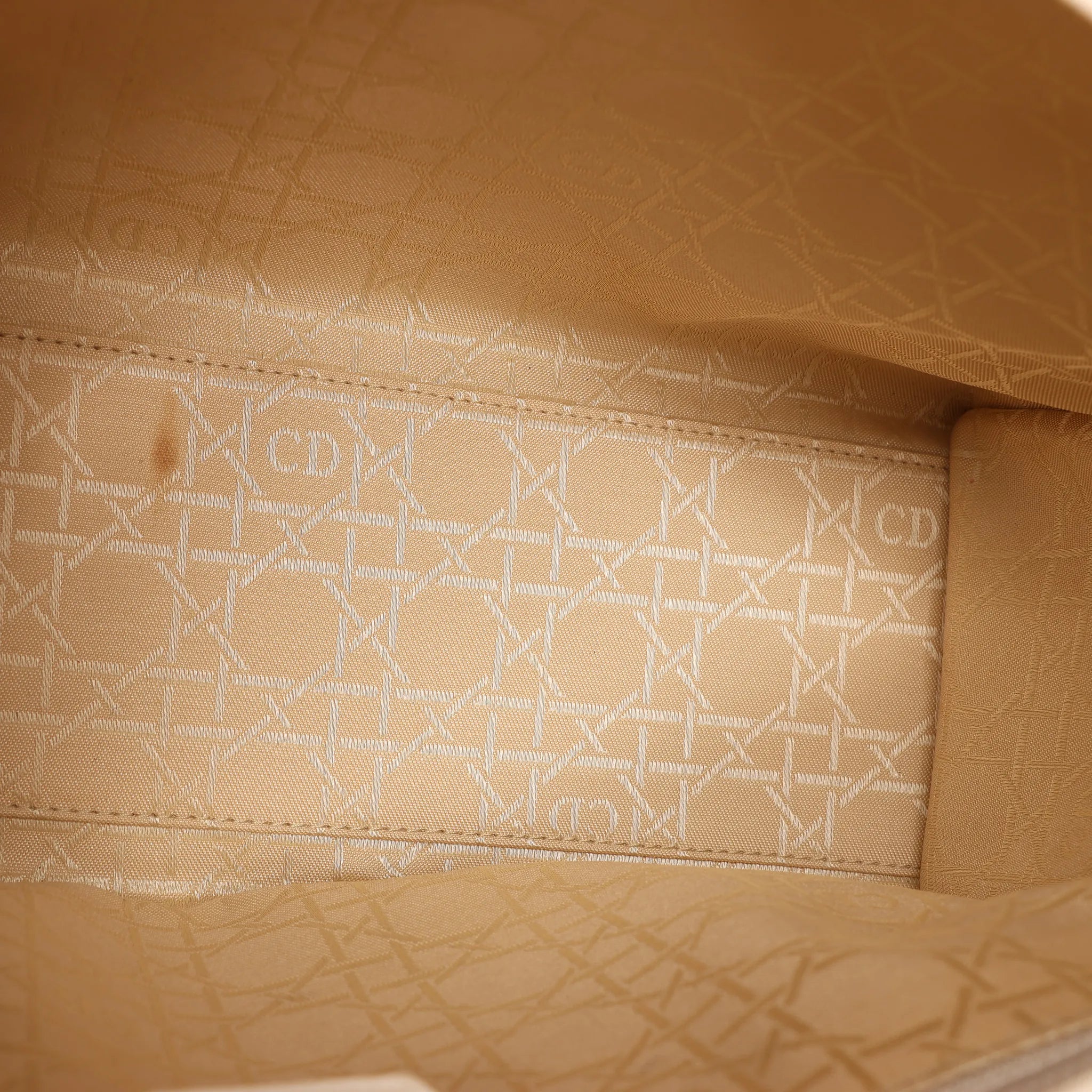 Dior Lady Dior Leather Cannage Large Handbag in Beige