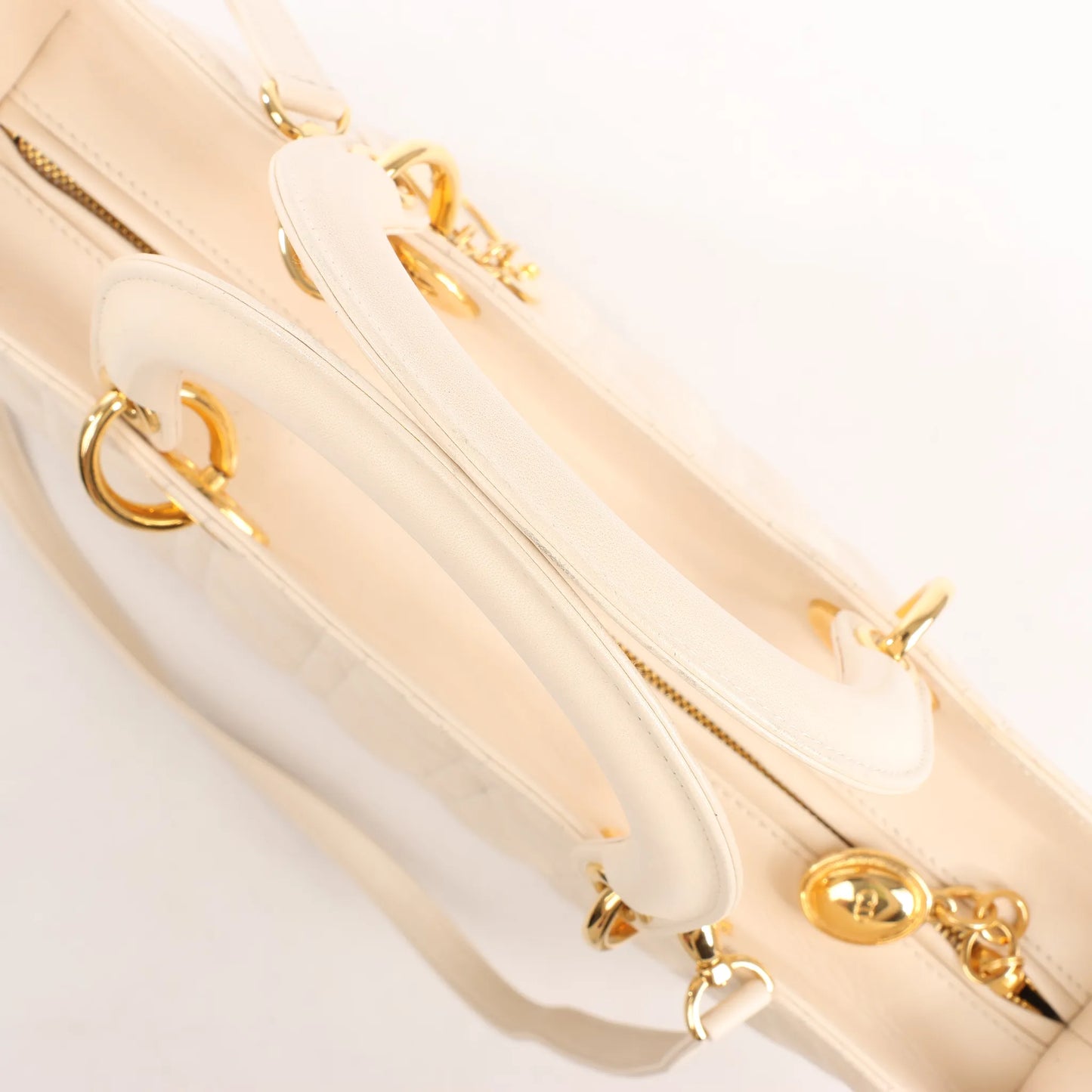 Dior Lady Dior Cannage Handtasche aus Leder, groß, in Beige