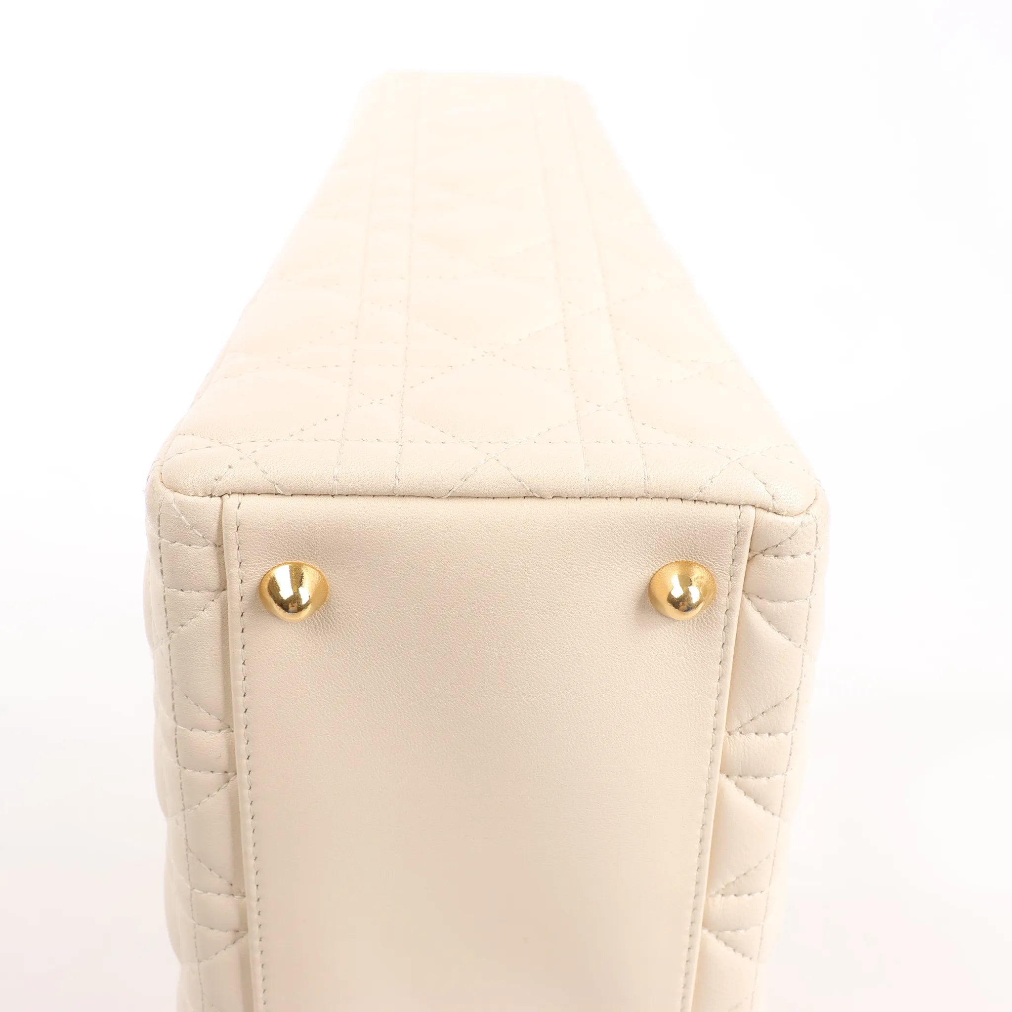 Dior Lady Dior Leather Cannage Large Handbag in Beige