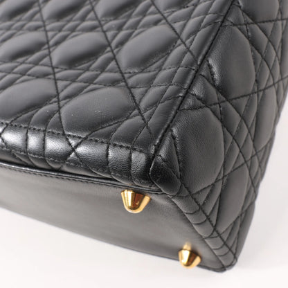 Dior Lady Dior Large Cannage Leather 2Way Handbag in Black