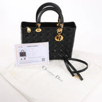 Dior Lady Dior Large Cannage Leather 2Way Handbag in Black