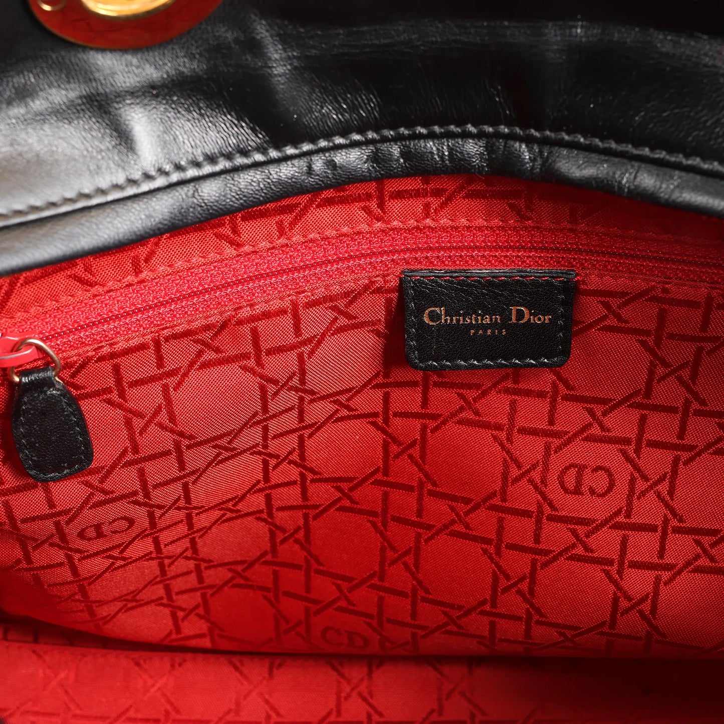 Dior Lady Dior Large Cannage Leather 2Way Handbag in Black