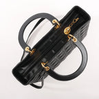Dior Lady Dior Large Cannage Leather 2Way Handbag in Black