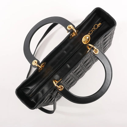 Dior Lady Dior Large Cannage Leather 2Way Handbag in Black