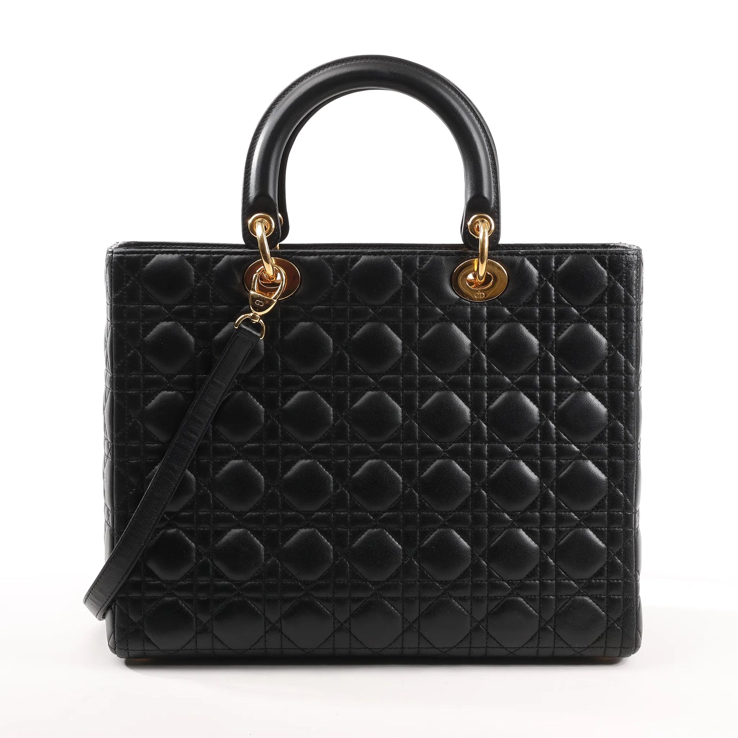 Dior Lady Dior Large Cannage Leather 2Way Handbag in Black