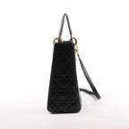 Dior Lady Dior Large Cannage Leather 2Way Handbag in Black