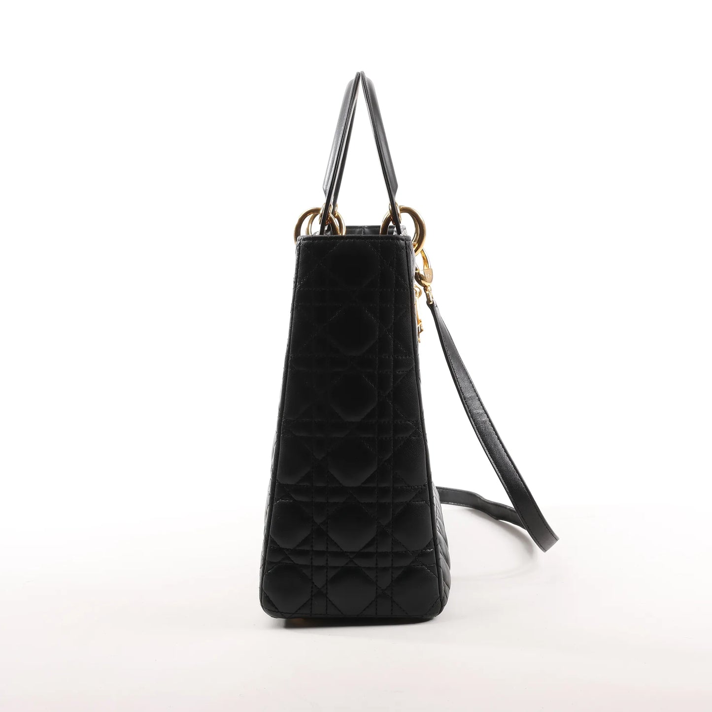 Dior Lady Dior Large Cannage Leather 2Way Handbag in Black