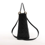 Dior Lady Dior Large Cannage Leather 2Way Handbag in Black
