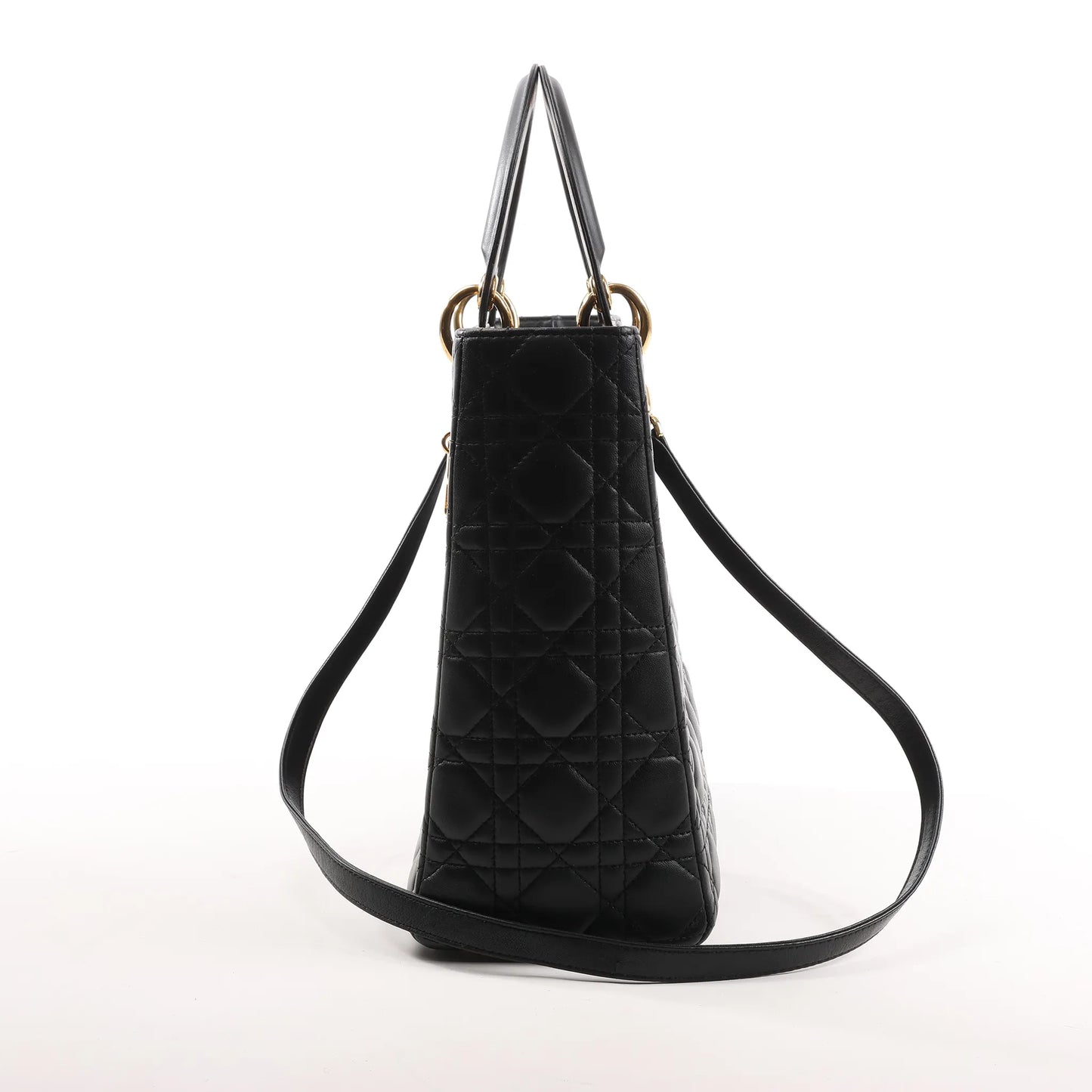 Dior Lady Dior Large Cannage Leather 2Way Handbag in Black