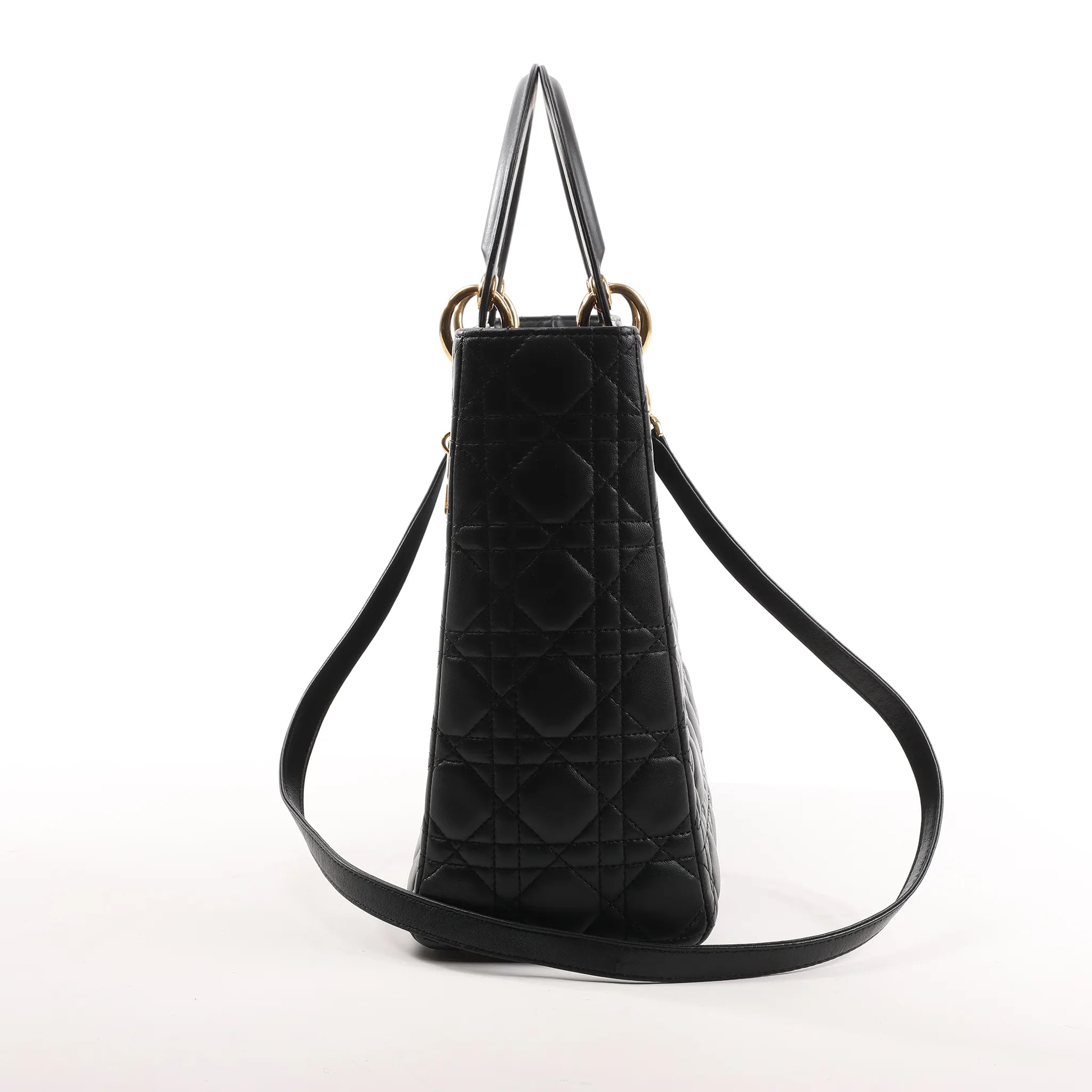 Dior Lady Dior Large Cannage Leather 2Way Handbag in Black