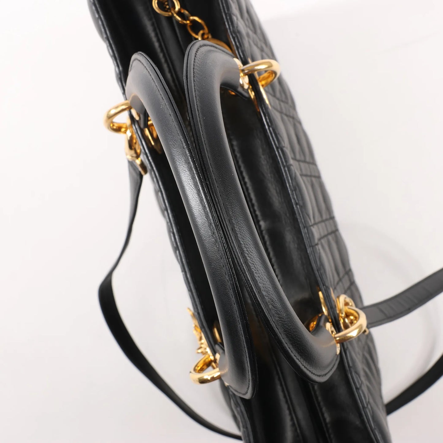 Dior Lady Dior Large Cannage Leather 2Way Handbag in Black