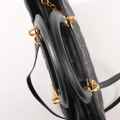 Dior Lady Dior Large Cannage Leather 2Way Handbag in Black