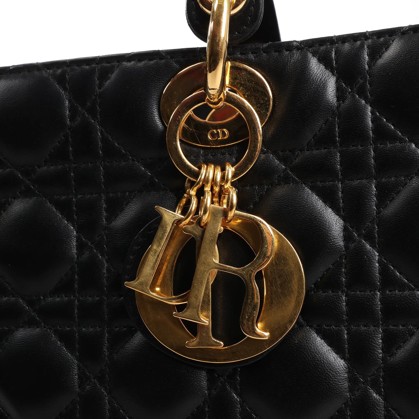 Dior Lady Dior Large Cannage Leather 2Way Handbag in Black