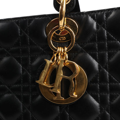 Dior Lady Dior Large Cannage Leather 2Way Handbag in Black