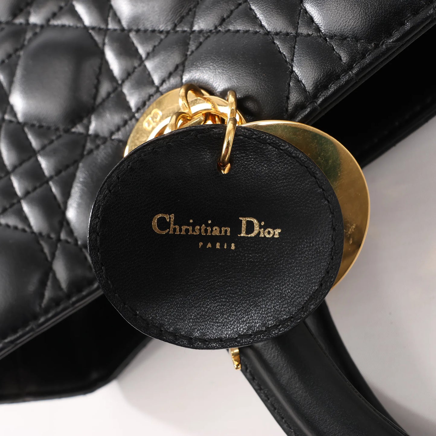 Dior Lady Dior Large Cannage Leather 2Way Handbag in Black