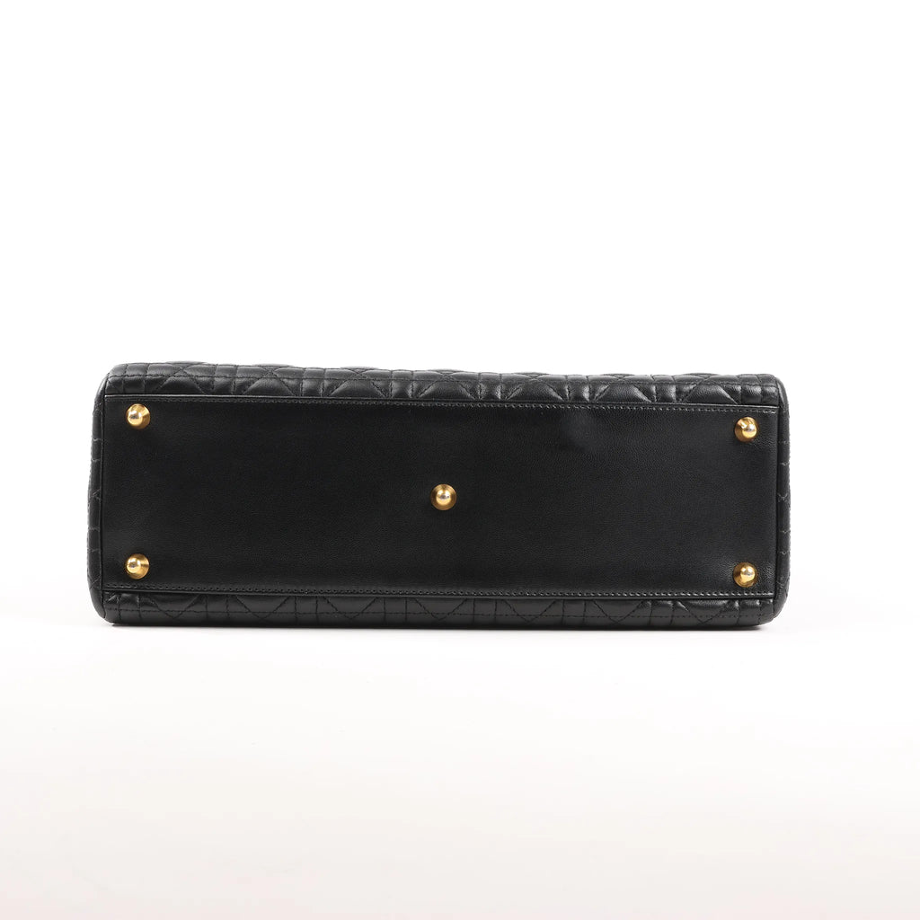 Dior Lady Dior Large Cannage Leather 2Way Handbag in Black