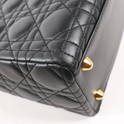 Dior Lady Dior Large Cannage Leather 2Way Handbag in Black