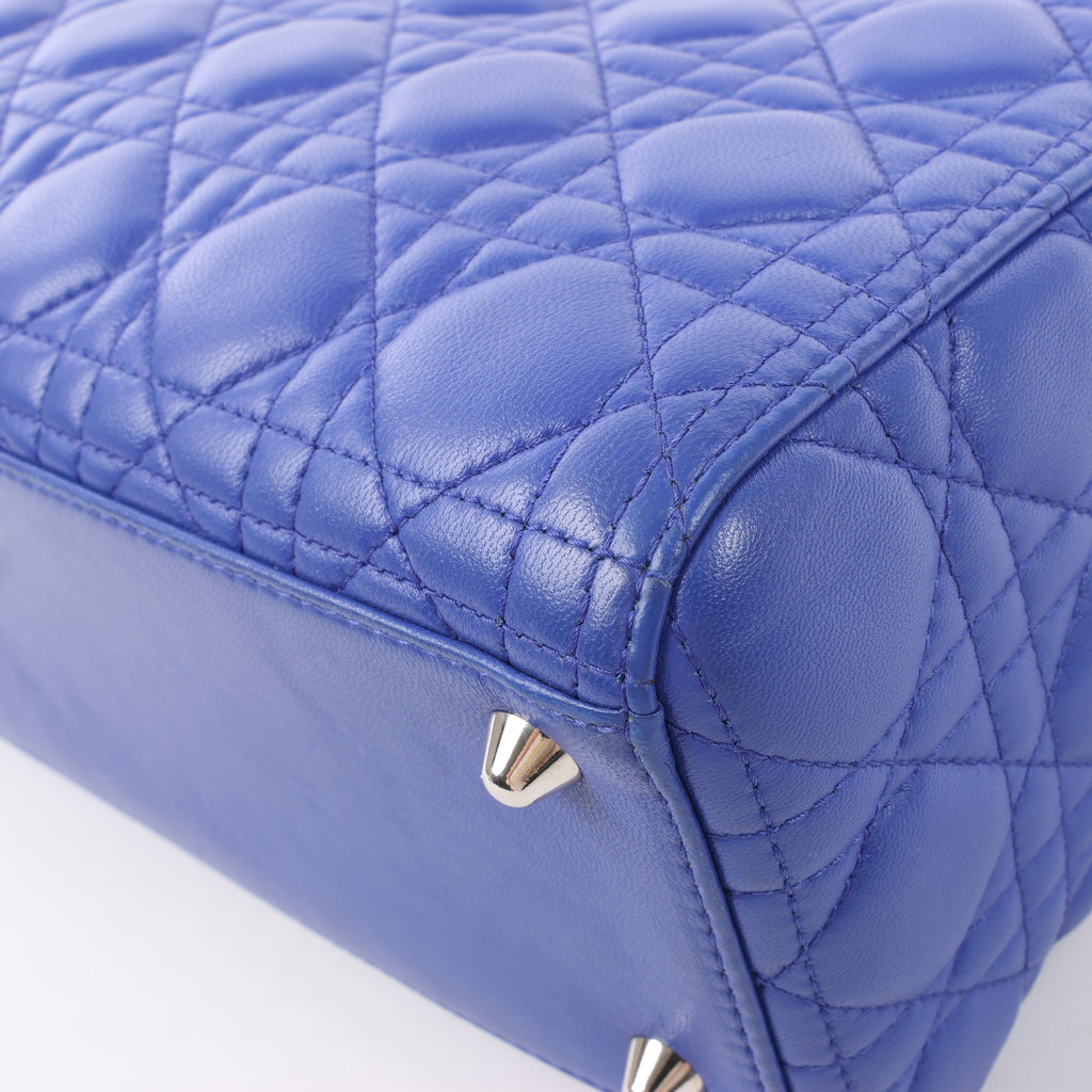 Dior Lady Dior Leather Cannage Large Handbag in Blue