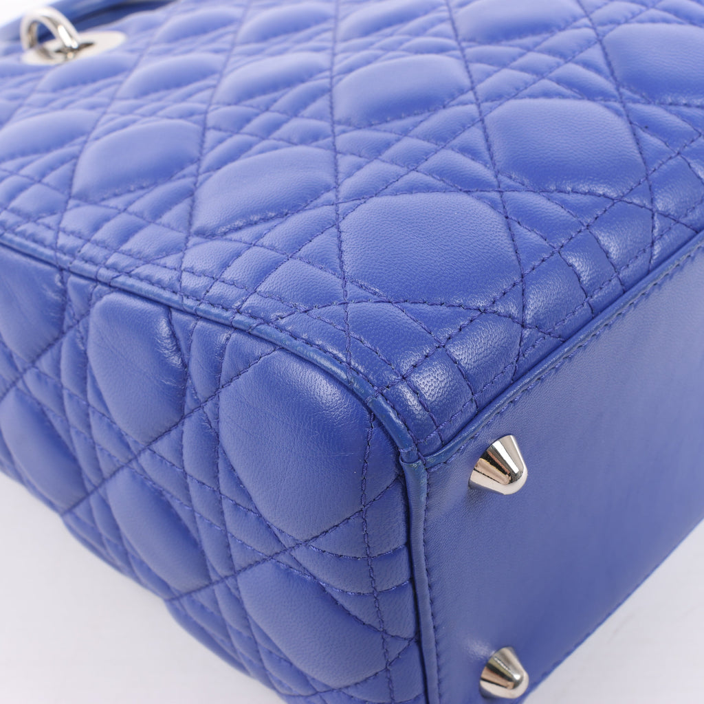 Dior Lady Dior Leather Cannage Large Handbag in Blue