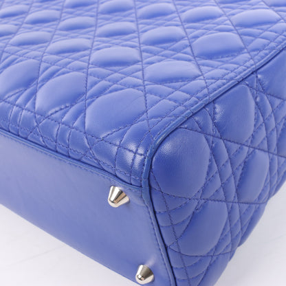 Dior Lady Dior Leather Cannage Large Handbag in Blue