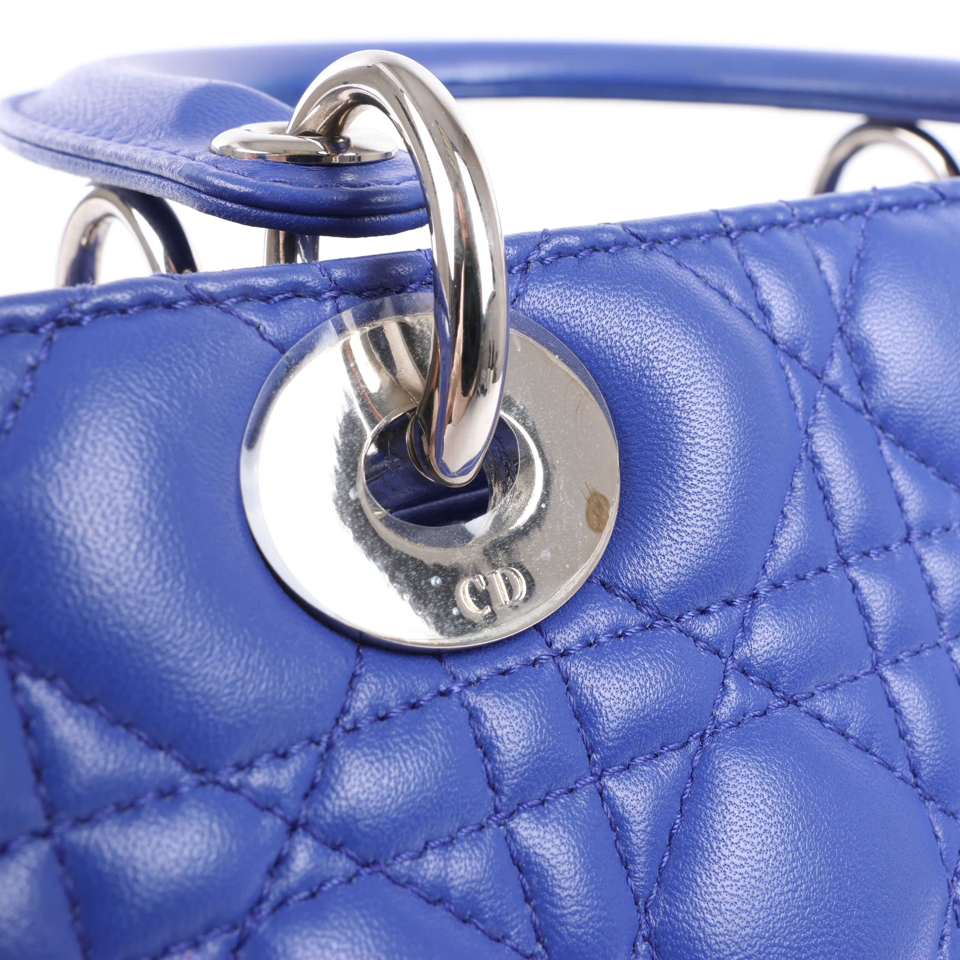 Dior Lady Dior Leather Cannage Large Handbag in Blue