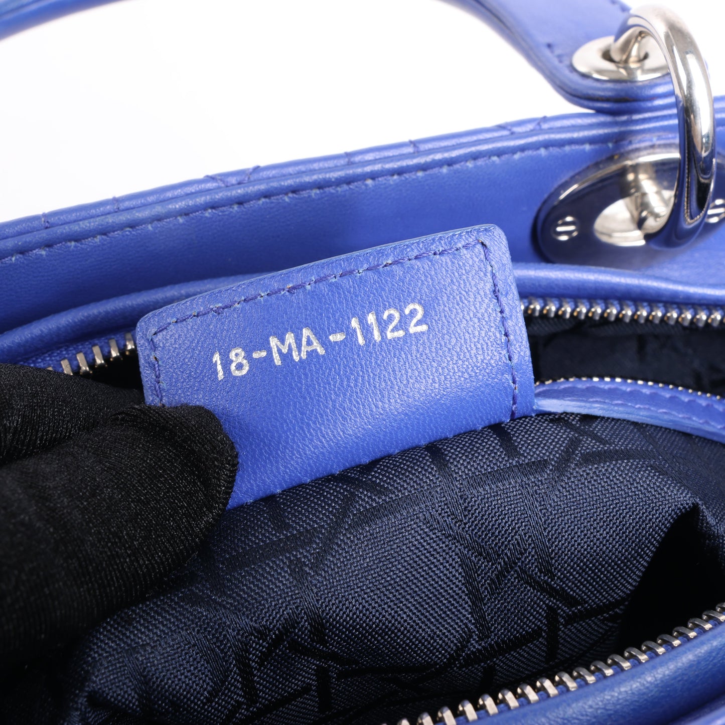 Dior Lady Dior Leather Cannage Large Handbag in Blue