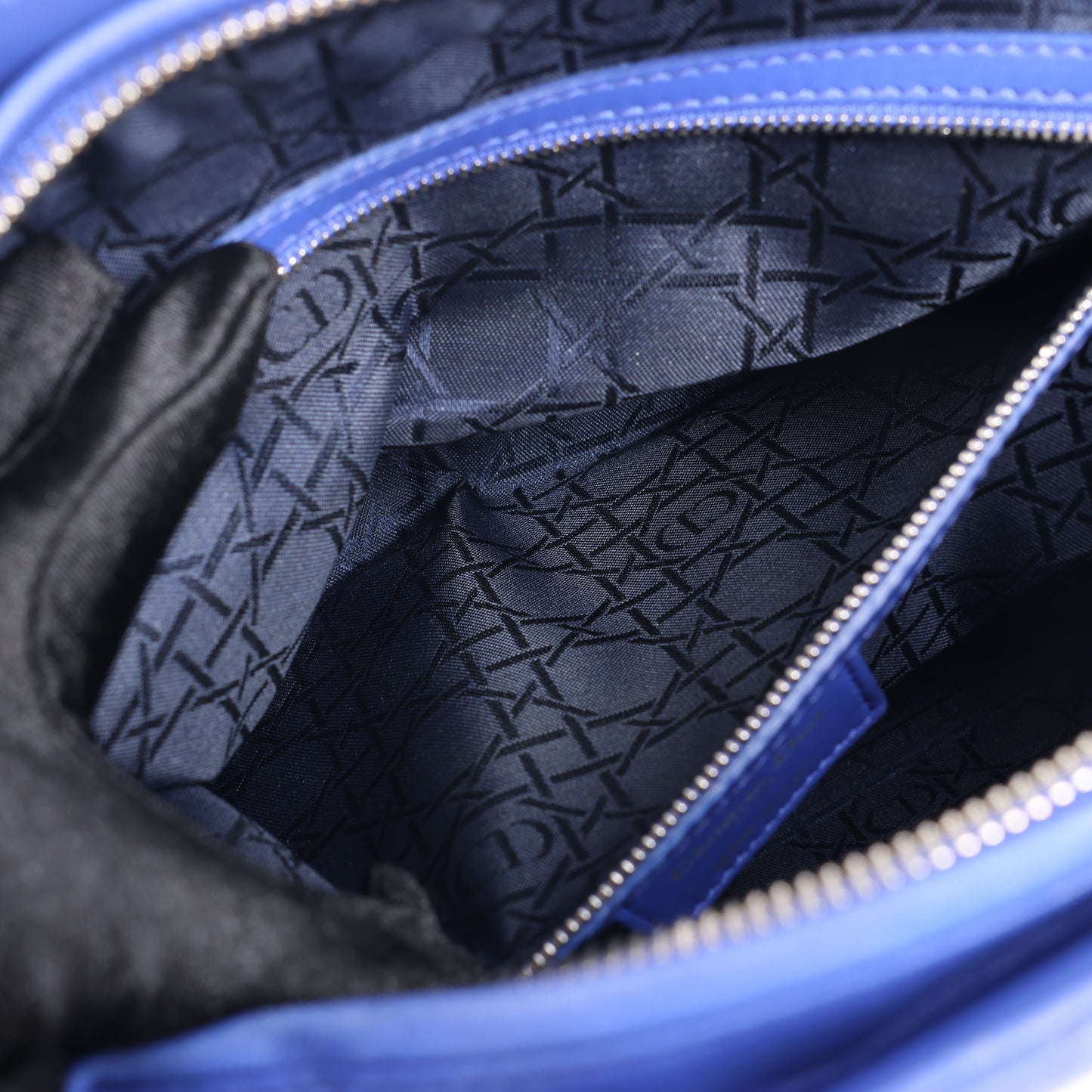 Dior Lady Dior Leather Cannage Large Handbag in Blue