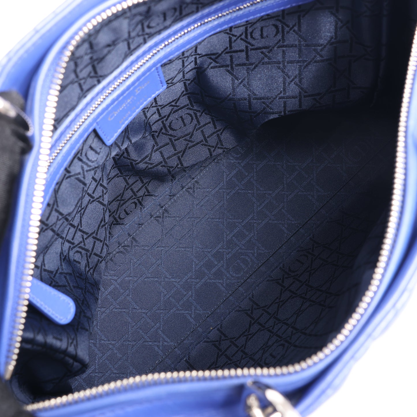 Dior Lady Dior Leather Cannage Large Handbag in Blue