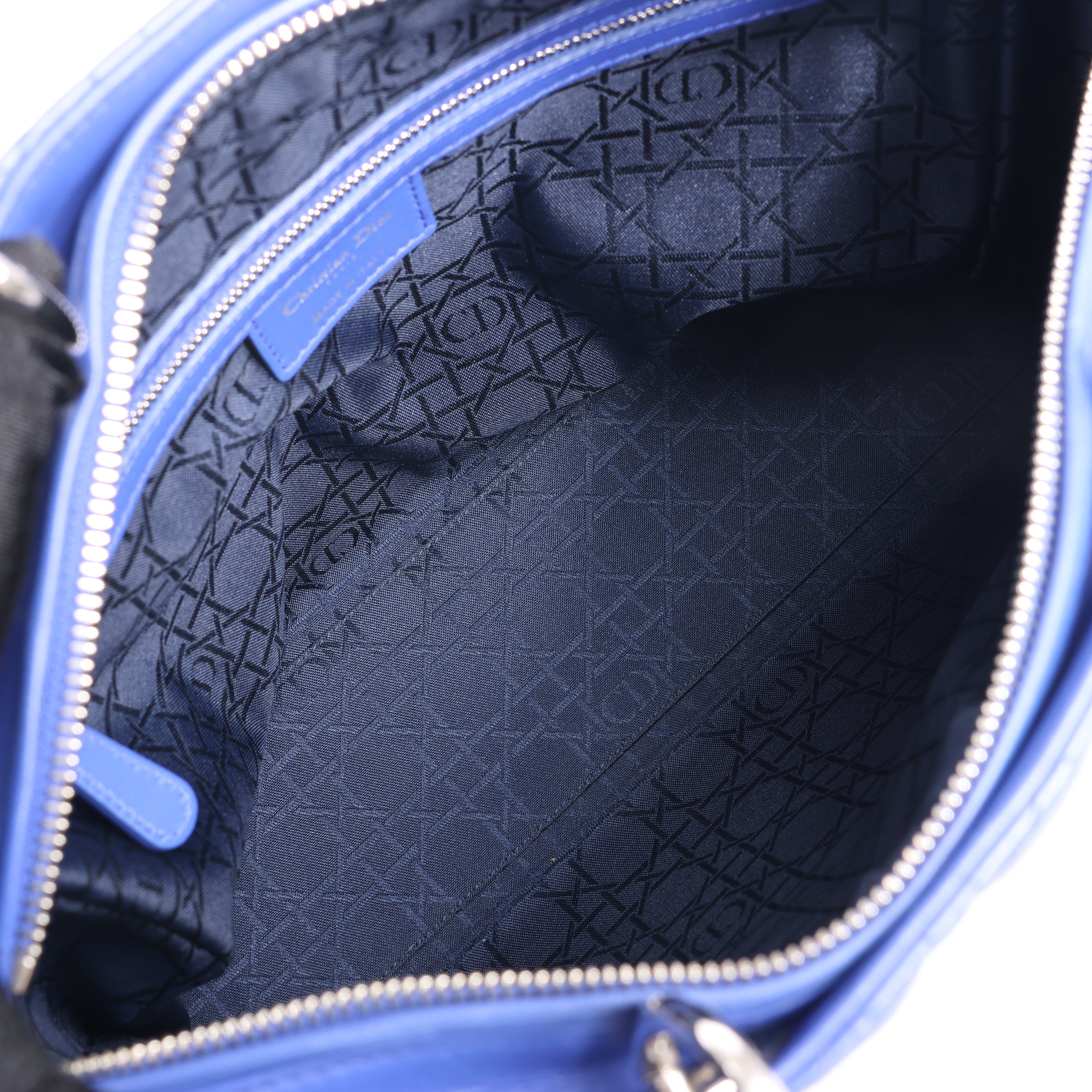 Dior Lady Dior Leather Cannage Large Handbag in Blue