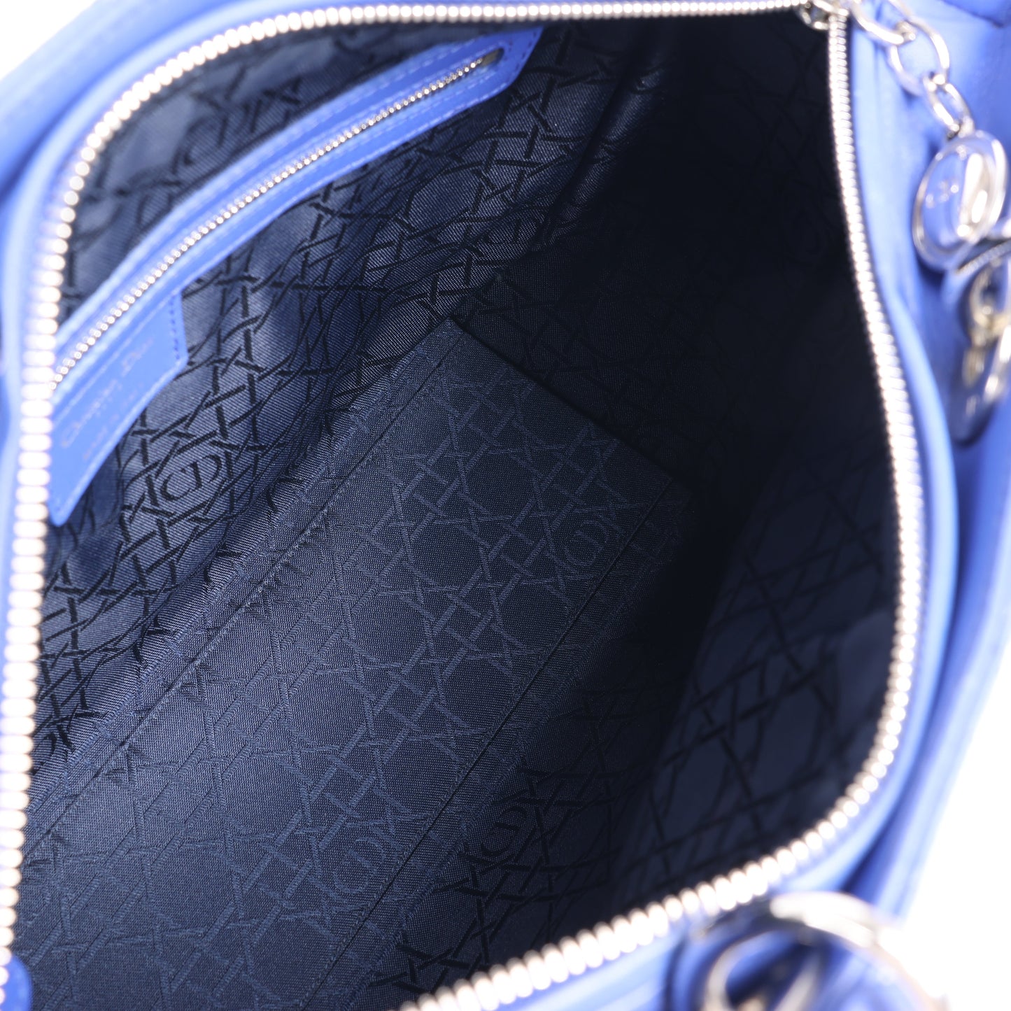 Dior Lady Dior Leather Cannage Large Handbag in Blue