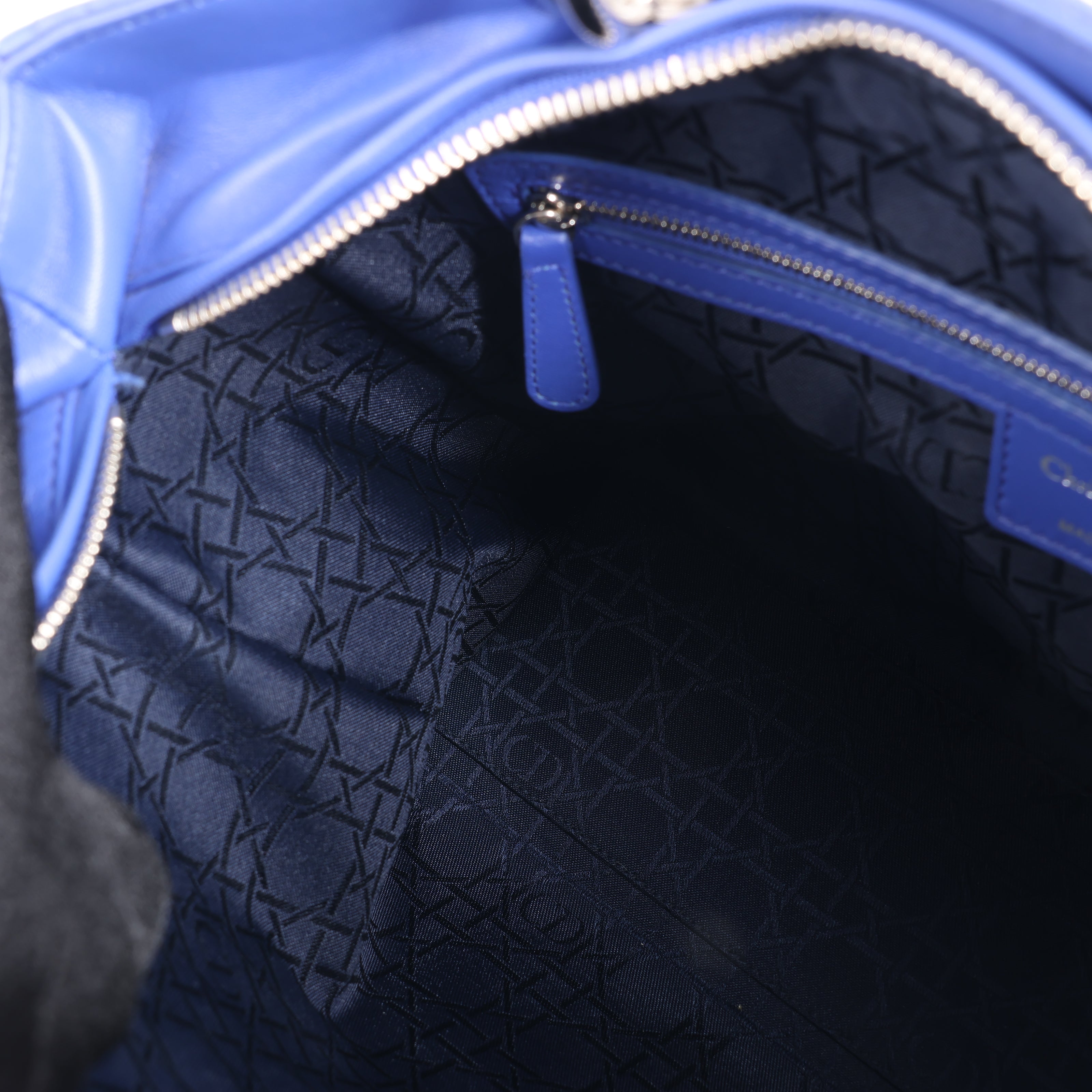 Dior Lady Dior Leather Cannage Large Handbag in Blue
