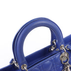 Dior Lady Dior Leather Cannage Large Handbag in Blue