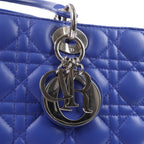 Dior Lady Dior Leather Cannage Large Handbag in Blue
