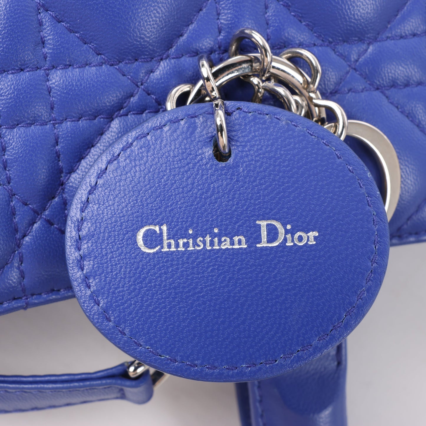 Dior Lady Dior Leather Cannage Large Handbag in Blue