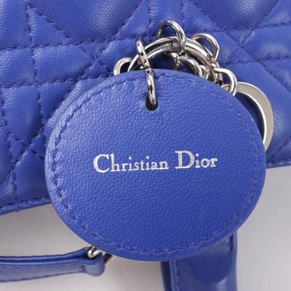 Dior Lady Dior Leather Cannage Large Handbag in Blue