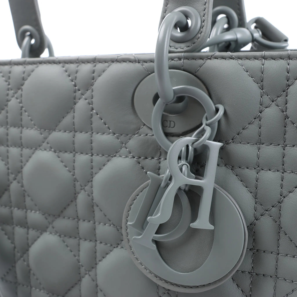 Dior Lady Dior Large Cannage Leather 2Way Handbag in Gray